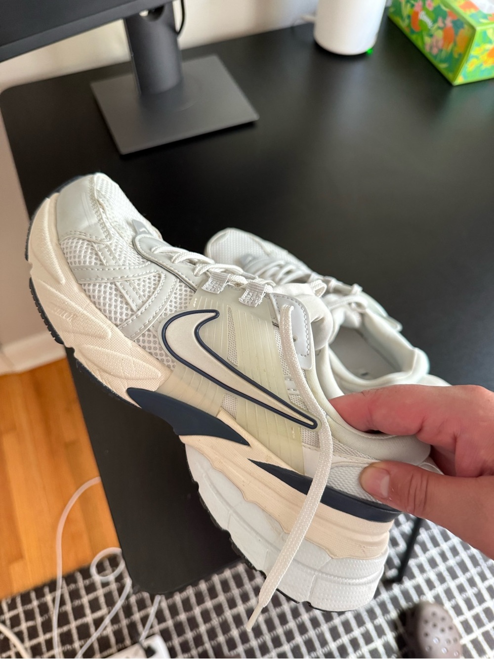 Nike Women’s Cream and Navy Chunky Casual Sneakers